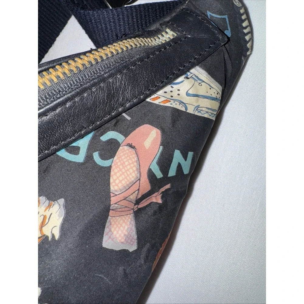 Nicole Miller‎ vintage silk and leather belt bag 1991 Shoe Print *Super Rare
